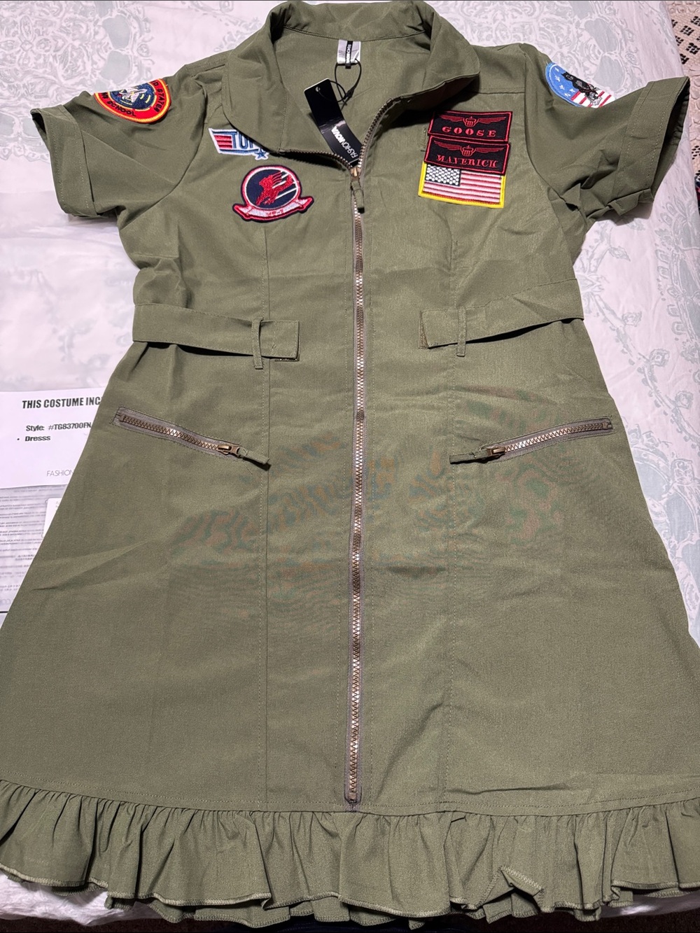 Top Gun Olive Green Military-Style Women's Costume Dress